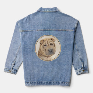 Shar Pei Schilderij - Mooie Originele Hond Kunst Denim Jacket