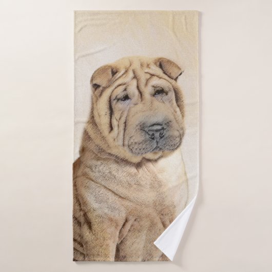 Shar Pei-schildering - Cute Original Dog Art Bad Handdoek (Badhanddoek)