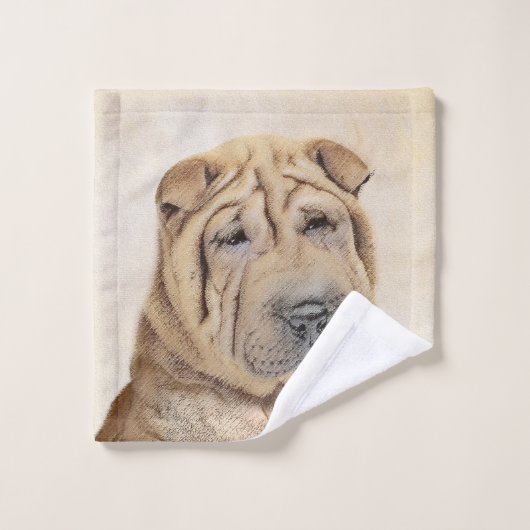 Shar Pei-schildering - Cute Original Dog Art Bad Handdoek (Wasdoekje)
