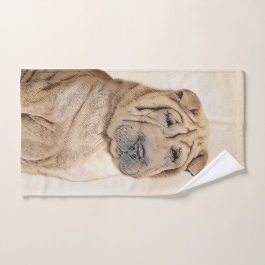 Shar Pei-schildering - Cute Original Dog Art Bad Handdoek (Handdoek)