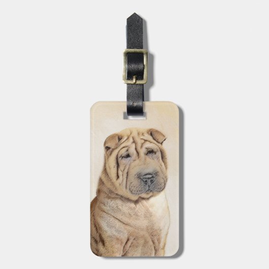 Shar Pei-schildering - Cute Original Dog Art Bagagelabel (Voorkant verticaal)