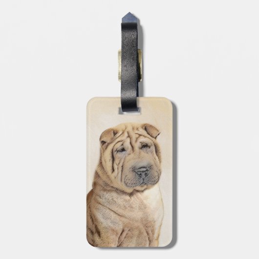 Shar Pei-schildering - Cute Original Dog Art Bagagelabel (Achterkant verticaal)