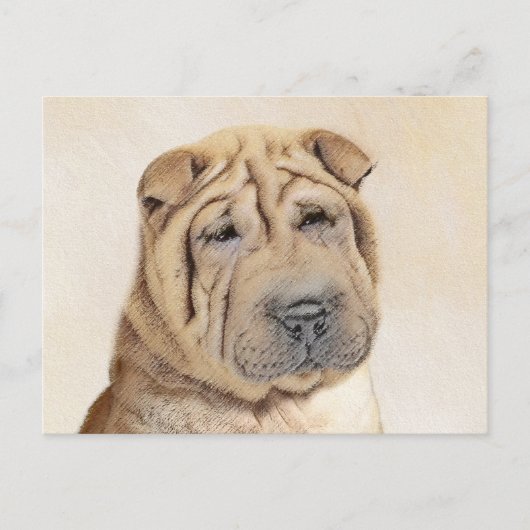 Shar Pei-schildering - Cute Original Dog Art Briefkaart (Voorkant)