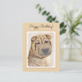 Shar Pei-schildering - Cute Original Dog Art Briefkaart (Staand voorkant)