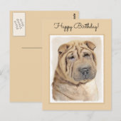 Shar Pei-schildering - Cute Original Dog Art Briefkaart (Voorkant / Achterkant)