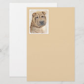 Shar Pei-schildering - Cute Original Dog Art Briefpapier (Voorkant / Achterkant)