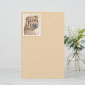Shar Pei-schildering - Cute Original Dog Art Briefpapier (Staand voorkant)