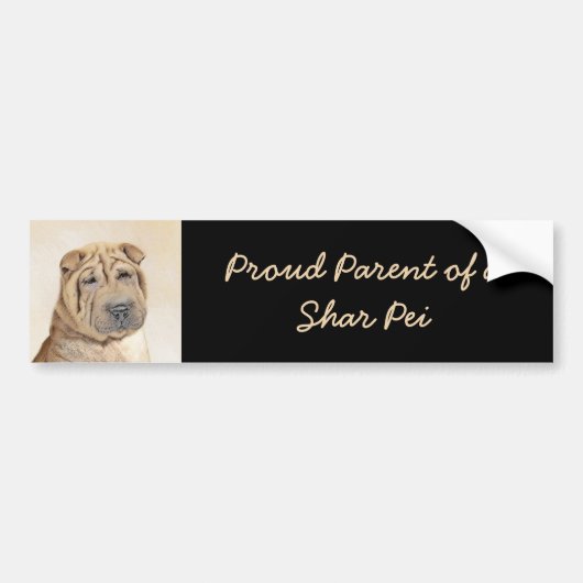 Shar Pei-schildering - Cute Original Dog Art Bumpersticker (Voorkant)