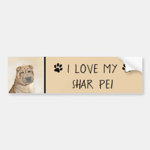 Shar Pei-schildering - Cute Original Dog Art Bumpersticker
