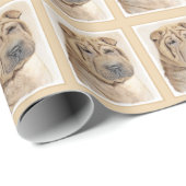 Shar Pei-schildering - Cute Original Dog Art Cadeaupapier (Rol Hoek)