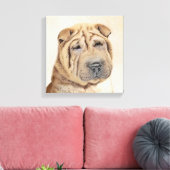 Shar Pei-schildering - Cute Original Dog Art Canvas Afdruk (Insitu (Woonkamer))