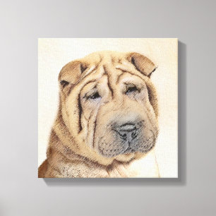 Shar Pei-schildering - Cute Original Dog Art Canvas Afdruk