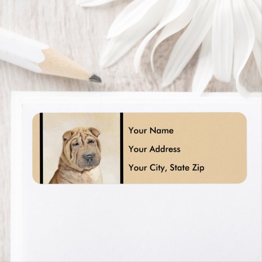 Shar Pei-schildering - Cute Original Dog Art Etiket (Insitu)