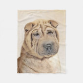 Shar Pei-schildering - Cute Original Dog Art Fleece Deken (Voorkant)