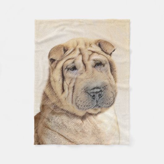 Shar Pei-schildering - Cute Original Dog Art Fleece Deken (Voorkant)