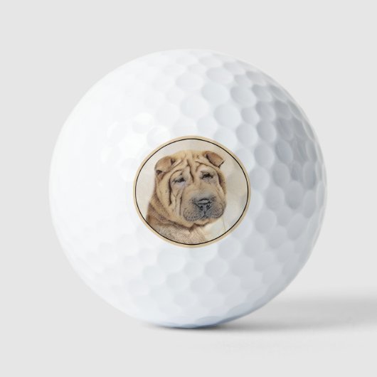 Shar Pei-schildering - Cute Original Dog Art Golfballen (Voorkant)