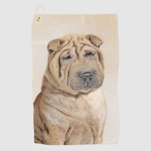 Shar Pei-schildering - Cute Original Dog Art Golfhanddoek (Voorkant)