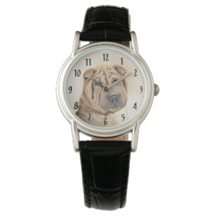 Shar Pei-schildering - Cute Original Dog Art Horloge