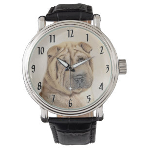 Shar Pei-schildering - Cute Original Dog Art Horloge