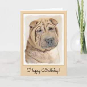 Shar Pei-schildering - Cute Original Dog Art Kaart