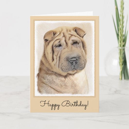 Shar Pei-schildering - Cute Original Dog Art Kaart (Voorkant)