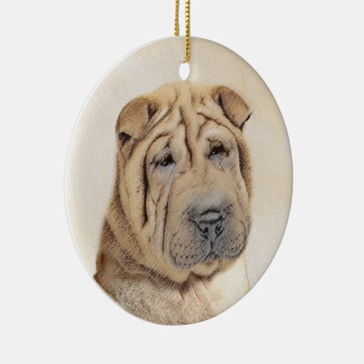 Shar Pei-schildering - Cute Original Dog Art Keramisch Ornament (Rechts)