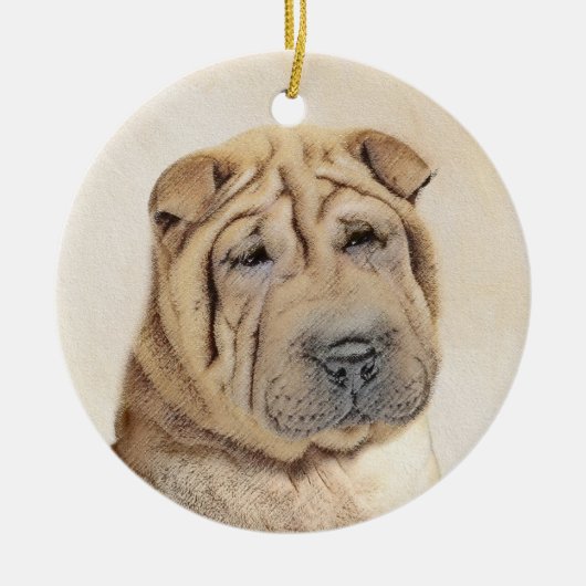 Shar Pei-schildering - Cute Original Dog Art Keramisch Ornament (Voorkant)