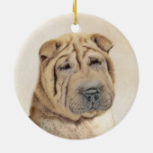 Shar Pei-schildering - Cute Original Dog Art Keramisch Ornament (Achterkant)