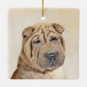 Shar Pei-schildering - Cute Original Dog Art Keramisch Ornament (Achterkant)