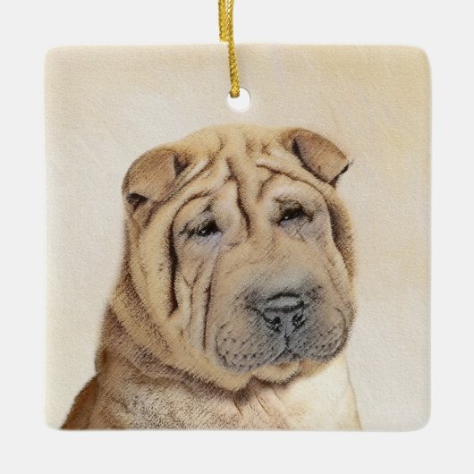 Shar Pei-schildering - Cute Original Dog Art Keramisch Ornament (Voorkant)