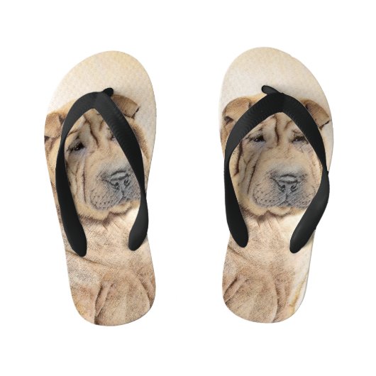 Shar Pei-schildering - Cute Original Dog Art Kinder Teenslippers (Voetbed)