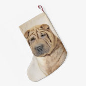 Shar Pei-schildering - Cute Original Dog Art Kleine Kerstsok (Achterkant (Hangend))