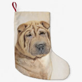 Shar Pei-schildering - Cute Original Dog Art Kleine Kerstsok (Voorkant)