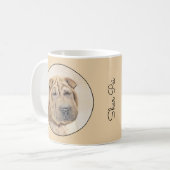 Shar Pei-schildering - Cute Original Dog Art Koffiemok (Voorkant links)
