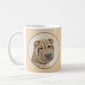 Shar Pei-schildering - Cute Original Dog Art Koffiemok (Links)