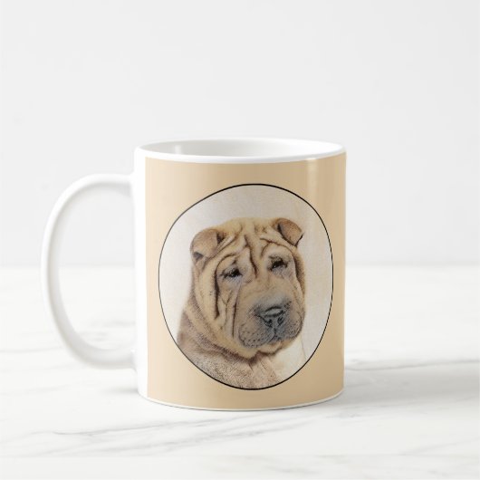 Shar Pei-schildering - Cute Original Dog Art Koffiemok (Links)