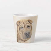 Shar Pei-schildering - Cute Original Dog Art Latte Mok (Voorkant)