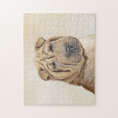 Shar Pei-schildering - Cute Original Dog Art Legpuzzel (Verticaal)
