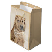Shar Pei-schildering - Cute Original Dog Art Medium Cadeauzakje (Achterkant Gekanteld)