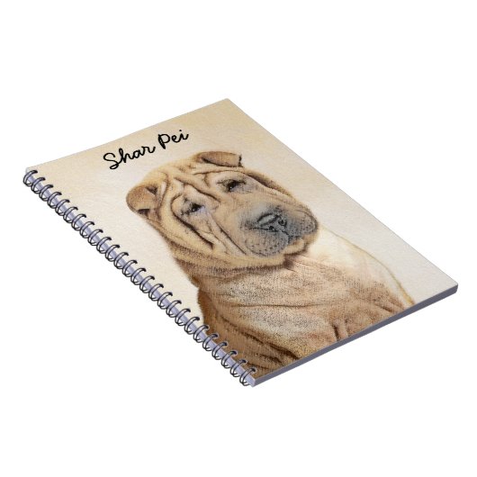 Shar Pei-schildering - Cute Original Dog Art Notitieboek (Rechterzijde)