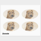 Shar Pei-schildering - Cute Original Dog Art Ovale Sticker (Vel)