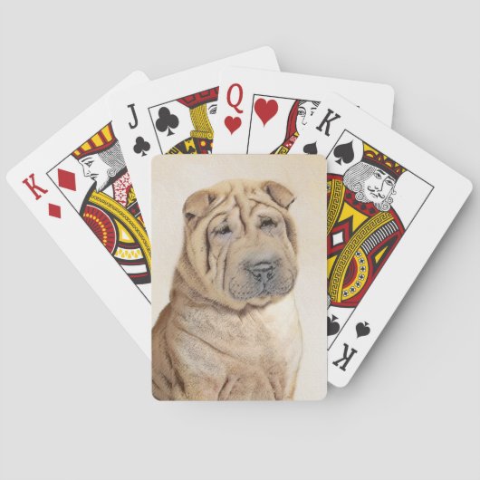 Shar Pei-schildering - Cute Original Dog Art Pokerkaarten (Achterkant)