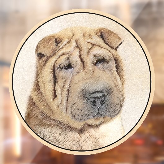 Shar Pei-schildering - Cute Original Dog Art Raamsticker (Vel 2)