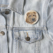 Shar Pei-schildering - Cute Original Dog Art Ronde Button 5,7 Cm (In situ)