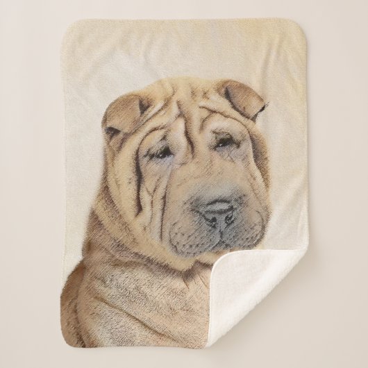Shar Pei-schildering - Cute Original Dog Art Sherpa Deken (Voorkant)