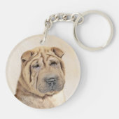 Shar Pei-schildering - Cute Original Dog Art Sleutelhanger (Achterkant)