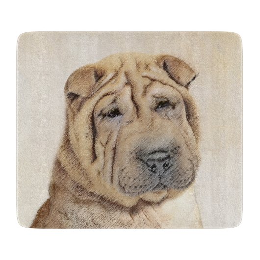 Shar Pei-schildering - Cute Original Dog Art Snijplank (Voorkant)