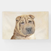 Shar Pei-schildering - Cute Original Dog Art Spandoek (Horizontaal)