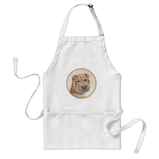 Shar Pei-schildering - Cute Original Dog Art Standaard Schort (Voorkant)