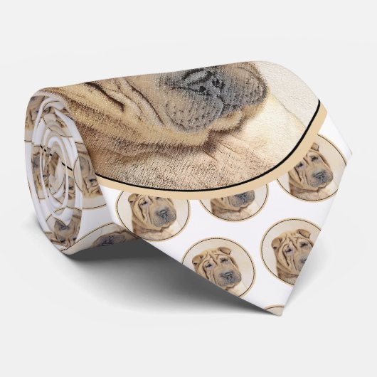 Shar Pei-schildering - Cute Original Dog Art Stropdas (Opgerold)